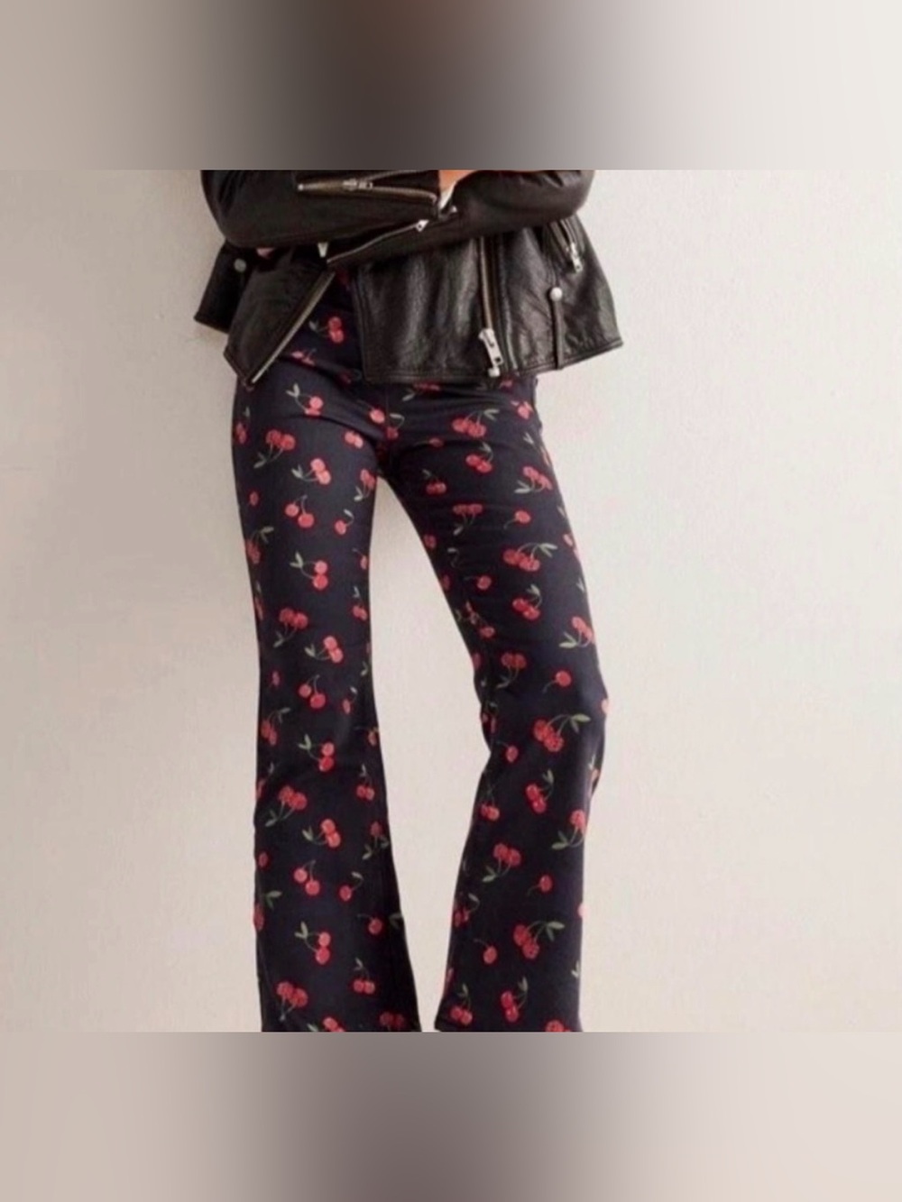 FP We The Free In My Feelings Cherry Crop Mid Rise Flare Pants NWOT